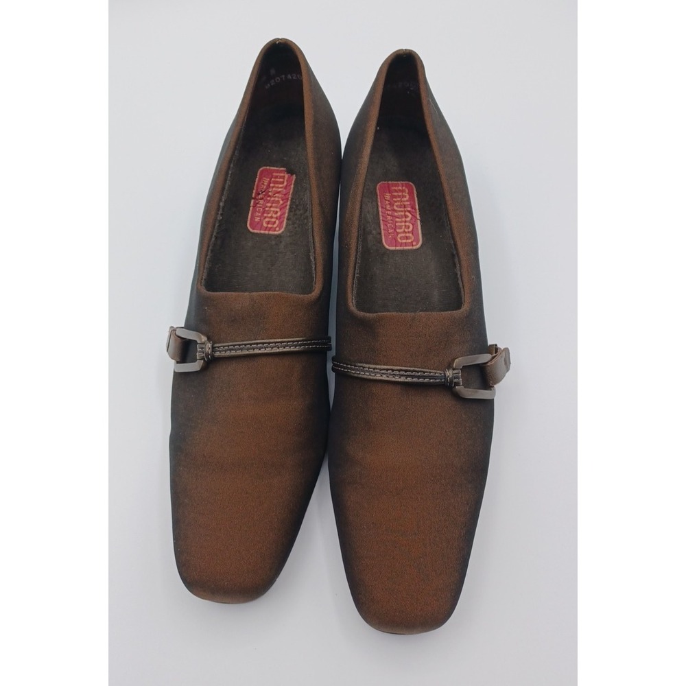 Munro Cindi Block Heel Pump Sz 7.5 Brown Fabric Comfort Dressy Shoes MSRP‎ $200
